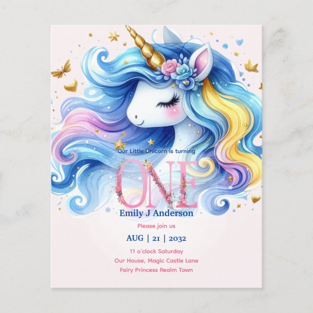 Unicorn 1st Birthday Fairy Tale Magic Birthday (Framsida)