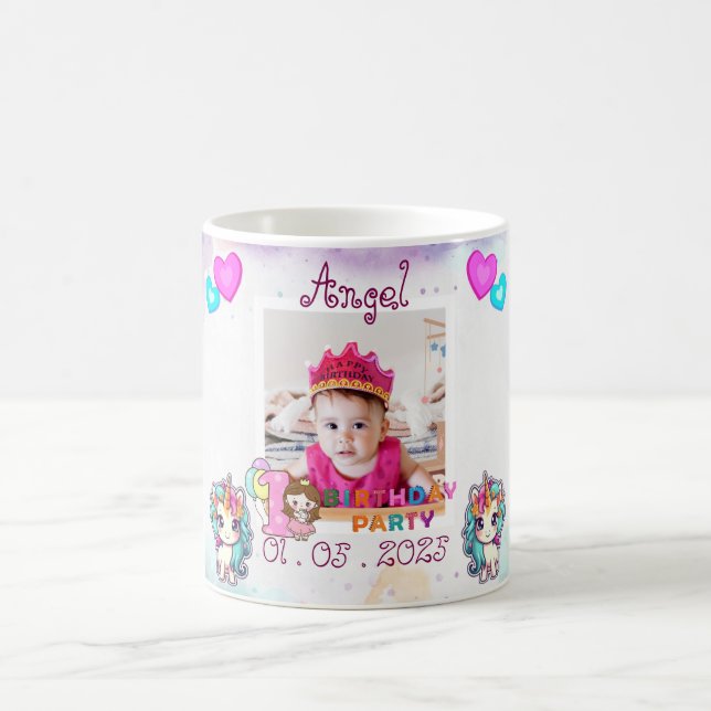 Unicorn- 1st Birthday Party Mugg Souvenir (Center)