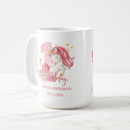 Unicorn 1st Birthday Pink Little Girl Kaffemugg