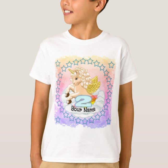 Unicorn 2-årig födelsedag t shirt (Framsida)