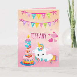Unicorn 3:e födelsedagen kort