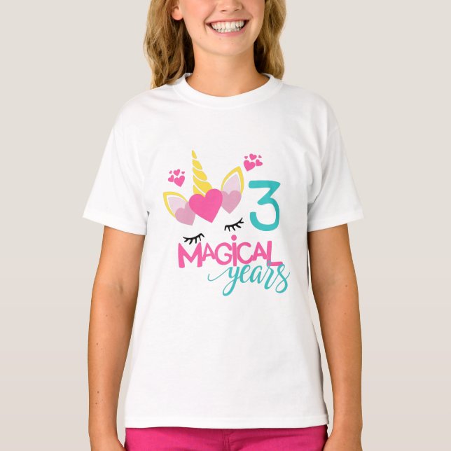 Unicorn 3 Magic Years Shirt T (Framsida)