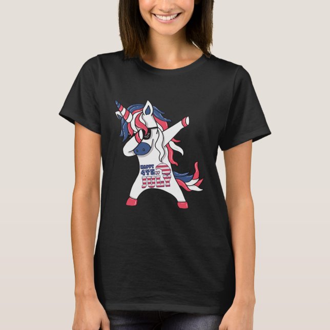 Unicorn 4:e juli i Independence day Shirt T (Framsida)