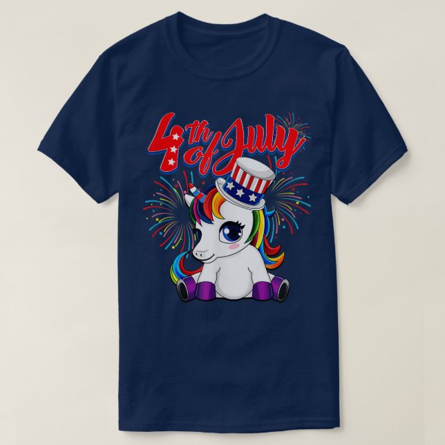 Unicorn 4:e juli Pullover T-Shirt (Design framsida)