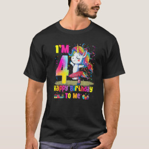 Unicorn 4e födelsedagen 4 Years Old Girls Princess T Shirt