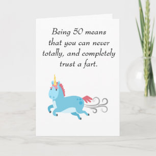 Unicorn 50 Birthday Trust a Fart Humor 50 Kort