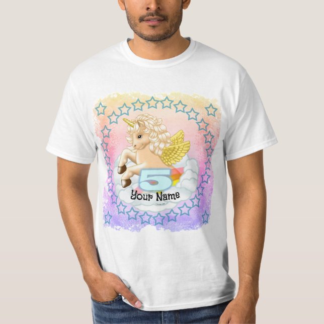 Unicorn 5-åriga T-shirts (Framsida)