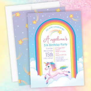 Unicorn 5:e Födelsedagsfesten Inbjudningar
