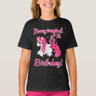 Unicorn 5:e Födelsedagsfesten Shirt Girl 5 Yold T