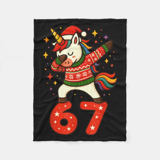 Unicorn 67 Meme Six Seven Funny Christmas  Fleecefilt (Framsidan)