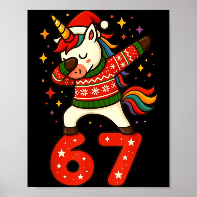 Unicorn 67 Meme Six Seven Funny Christmas  Poster (Framsidan)
