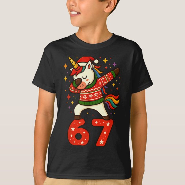 Unicorn 67 Meme Six Seven Funny Christmas  T Shirt (Framsida)