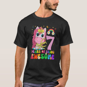 Unicorn 7:e Birthday 7 Years Princess P T Shirt