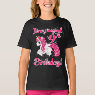 Unicorn 9:e Födelsedagsfesten Shirt Girl 9 Yold T