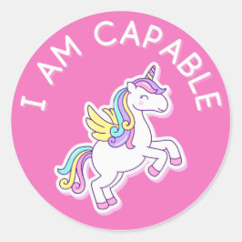 Unicorn Affirmation Classic Round Sticker Runt Klistermärke