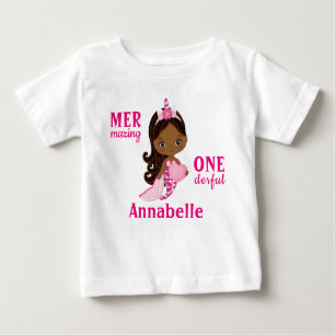 Unicorn African American Sjöjungfru Girl T-Shirt