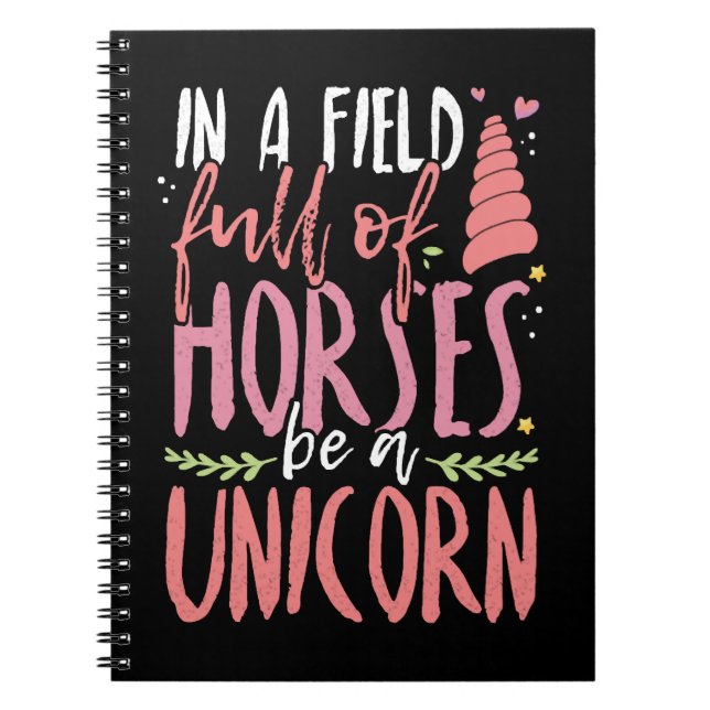 Unicorn Älskare i Fält på hästar ska vara en Unico Anteckningsbok (Framsidan)