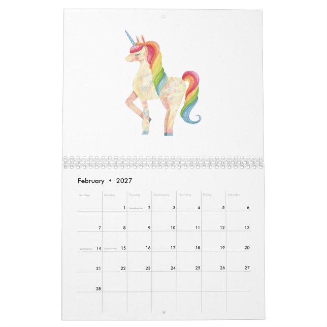 Unicorn älskare kalender (Feb 2027)