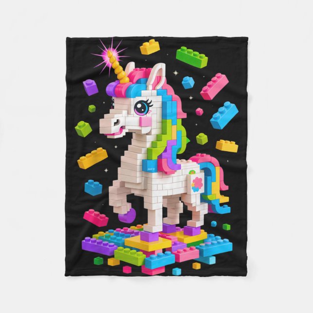 Unicorn Älskare Master Builder Byggnad Bricks Bloc Fleecefilt (Framsidan)