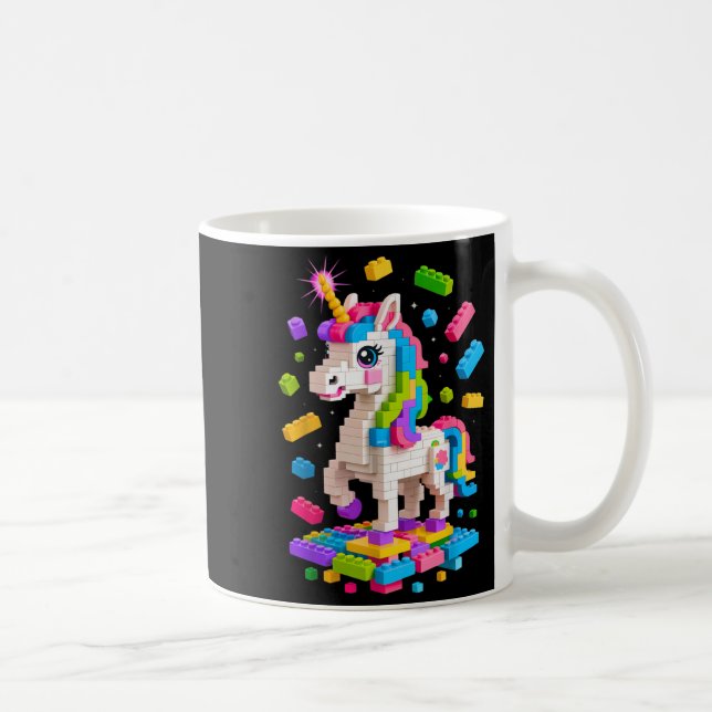 Unicorn Älskare Master Builder Byggnad Bricks Bloc Kaffemugg (Höger)