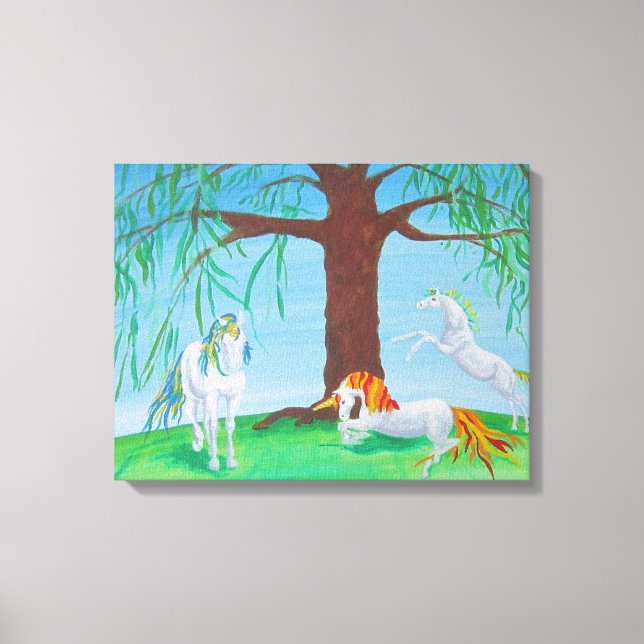 Unicorn Älskare, Unicorn Family Art Canvastryck (Framsida)