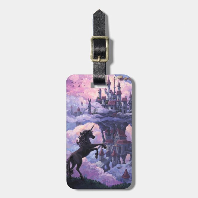 Unicorn and Castle in Clouds Bagagebricka (Vertikal Framsida)