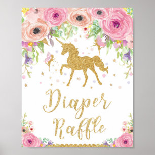 Unicorn and Fairy Baby Shower Diaper Raffle Sign Poster