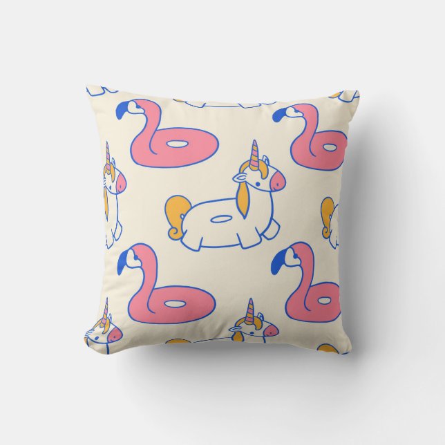 Unicorn and Flamingo Roligt Kudde (Framsida)
