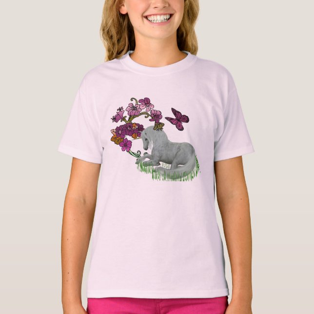 Unicorn and Flowers T-shirt (Framsida)
