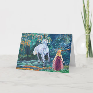 Unicorn and Girl Art Kort