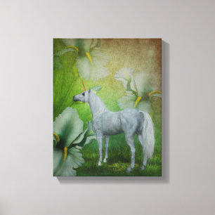 Unicorn and Lilies Fantasy Horse Art Canvastryck