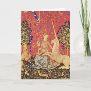 Unicorn and Maiden Medieval Tapestry Image Kort