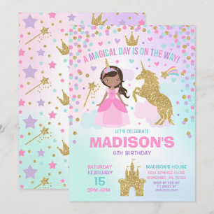 Unicorn and Princess Investigation Magic Birthday Inbjudningar