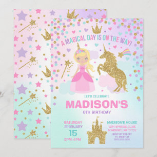 Unicorn and Princess Investigation Magic Birthday Inbjudningar