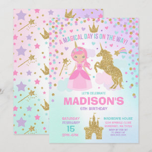 Unicorn and Princess Investigation Magic Birthday Inbjudningar