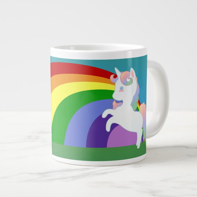Unicorn and Rainbow Specialty Mugg Jumbo Mugg (Framsida höger)
