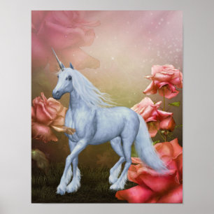 Unicorn and Ro Fantasy Horse Art Poster