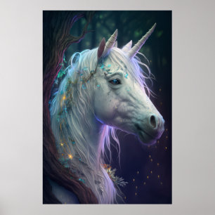 Unicorn Animal Porträtt målning Wildlife utomhus Poster