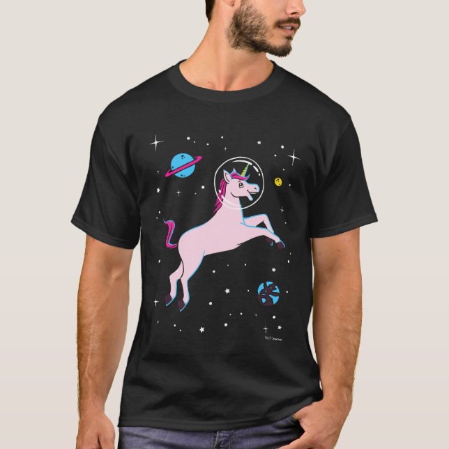 Unicorn Animals in Space T Shirt (Framsida)