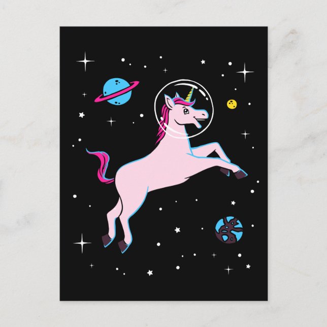Unicorn Animals in Space Vykort (Framsida)