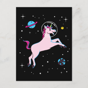 Unicorn Animals in Space Vykort