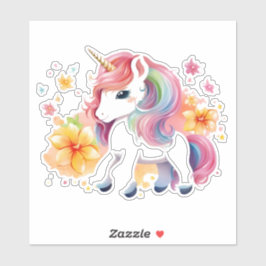Unicorn Animo-blommor Klistermärken