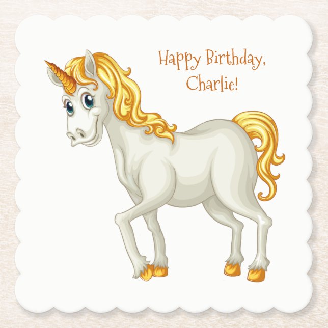 Unicorn anpassningsbar text papper underlägg (Framsida)