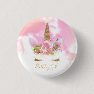 Unicorn Ansikte Birthday Badge Knapp