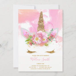 Unicorn Ansikte Birthday-inbjudan Inbjudningar