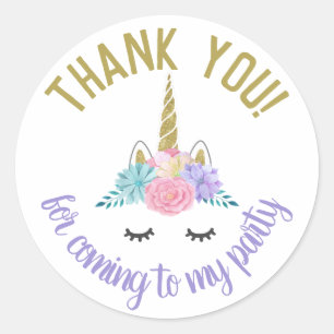 Unicorn Ansikte Birthday Stickers Round Labels Runt Klistermärke