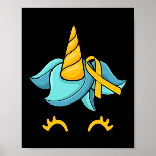 Unicorn Ansikte Childnature Cancer Awareness Ribbo Poster