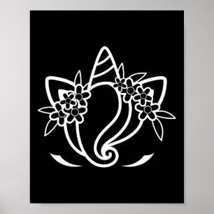 Unicorn Ansikte Cute Eyelash Söndag Påsk Flowers Poster