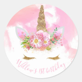 Unicorn ansikte-dekal runt klistermärke
