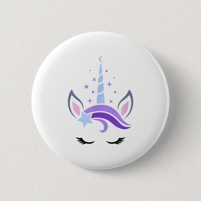 Unicorn Ansikte Eyelash Celestial Måne Star Boho L Knapp (Framsida)